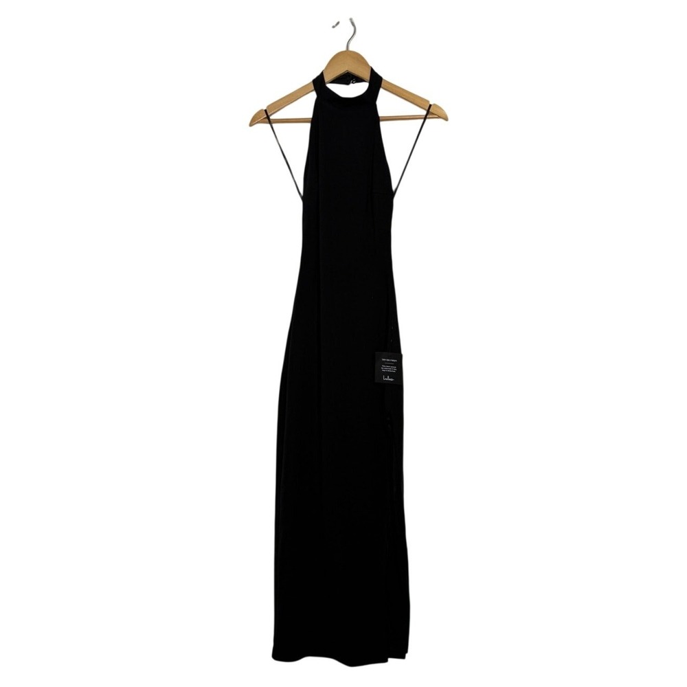 Lulus Deziree Bodycon Maxi Dress Women's Size XS Black Halter Cocktail Party NWT